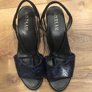 Anyi Lu “ Linda” Designer Slingback Wedge snakeskin leather sandals Summer Italy